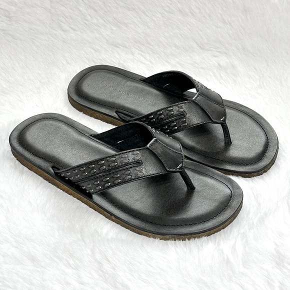 John Varvatos Other - John Varvatos Thong Sandals Star USA Tobago Stitched Leather Slip Ons Slides Box